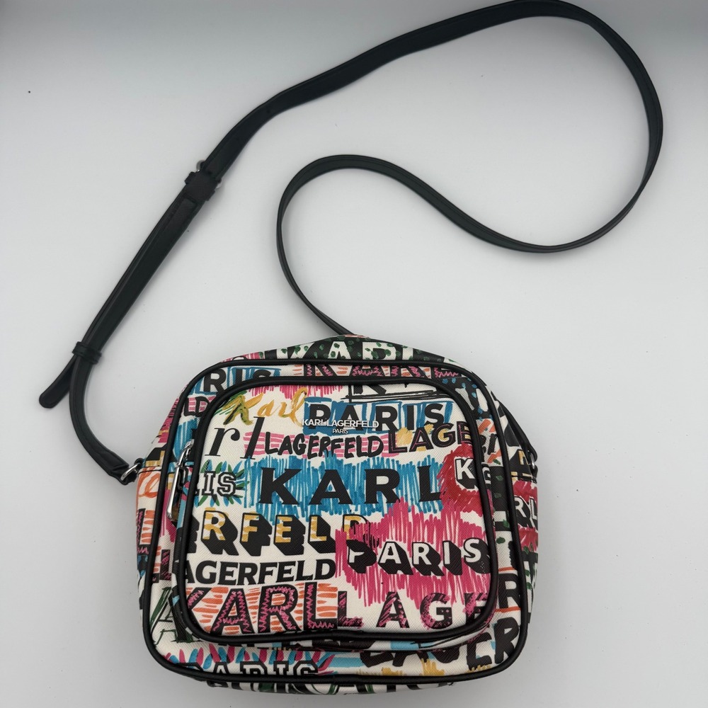 Karl Lagerfeld Crossbody Womens Small Multicolor Excellent Faux Leather